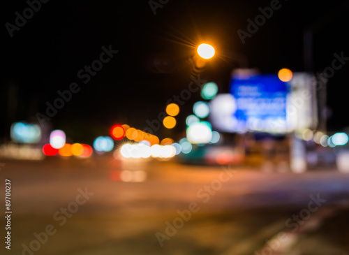 image of blur street bokeh background with warm colorful lights