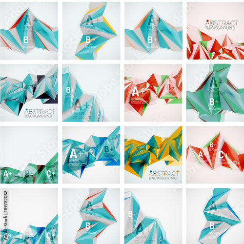 Obraz na plátně Set of triangle geometric 3d forms. Modern info banner abstract