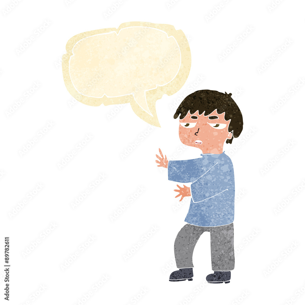 cartoon man gesturing with speech bubble