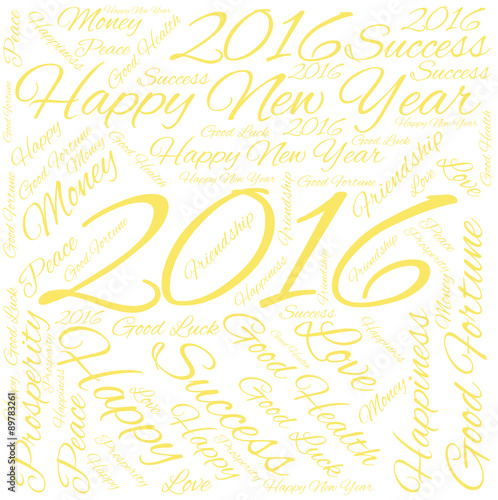 Bonne Année 2016 voeux nuage de mots nouvel an réveillon