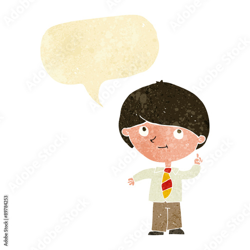 cartoon boy with idea with speech bubble