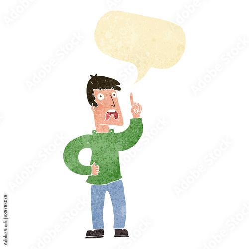 cartoon man with complaint with speech bubble