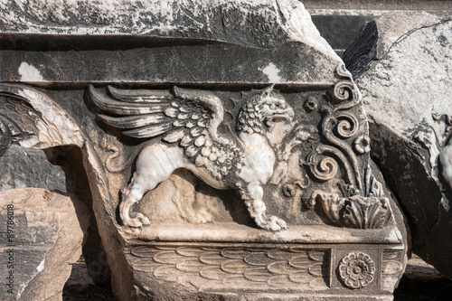 Griffin relief at the Temple of Apollo in antique city of Didyma