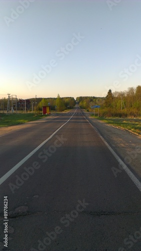 Empty road in spring evening