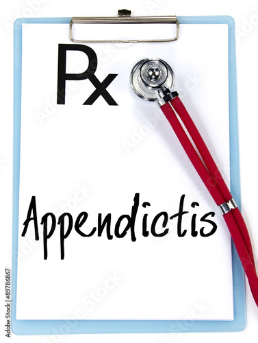 appendictis word write on prescription photo