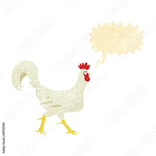 cartoon cockerel with speech bubble