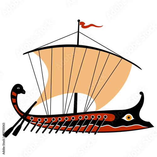 Ancient Greek trireme. Vector illustration