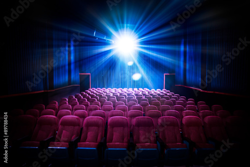 High contrast image of empty movie theater seats