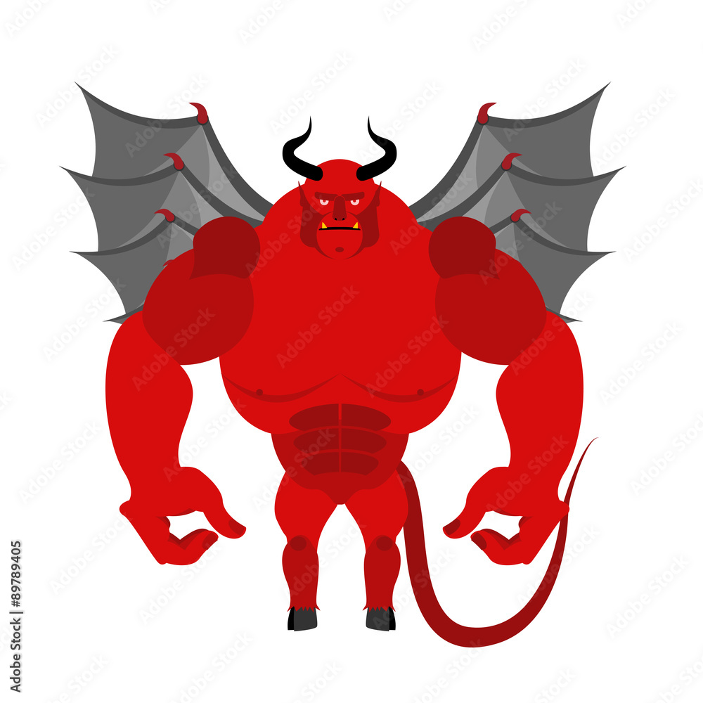 Satan. Red Devil with wings. Big and powerful demon. Bodybuilder Stock ...