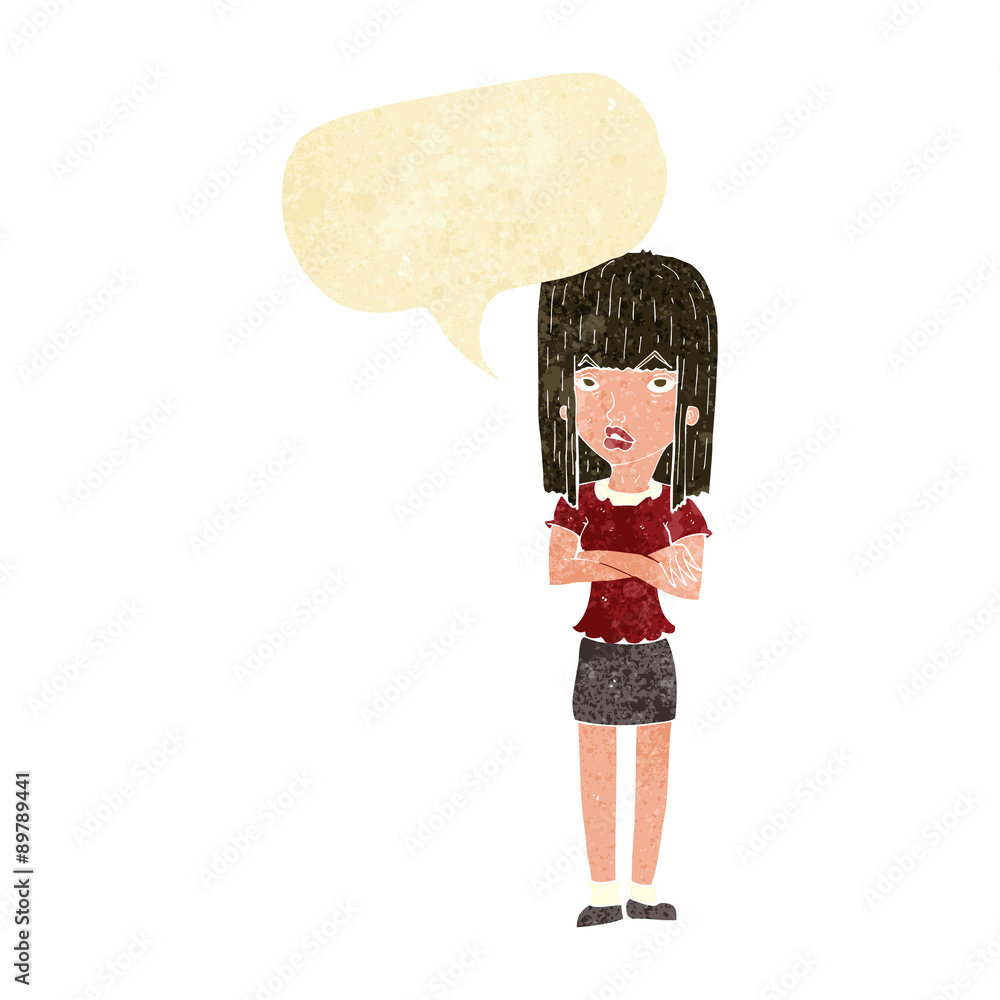 cartoon woman standing with speech bubble cartoon woman standing with speech bubble