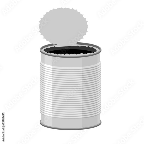 Open a tin can. Tin on a white background. Vector illustration