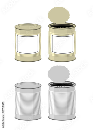 Template Tin with design. Open a tin can. Tin on a white backgro