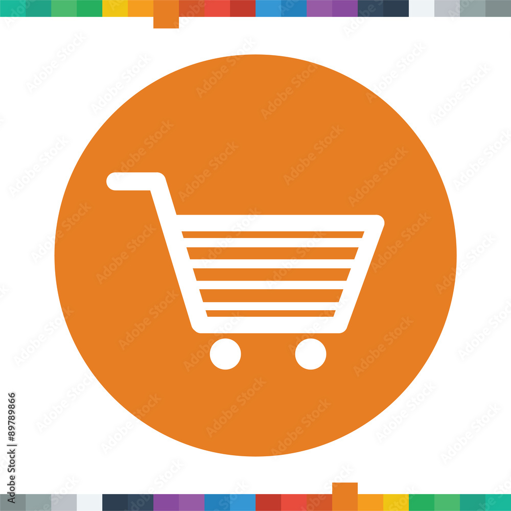 Flat shopping cart icon. Flat shopping cart icon.