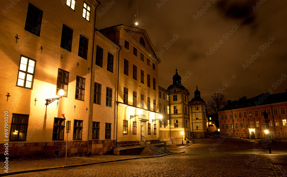 Night view of Old Town of Stockholm, Sweden