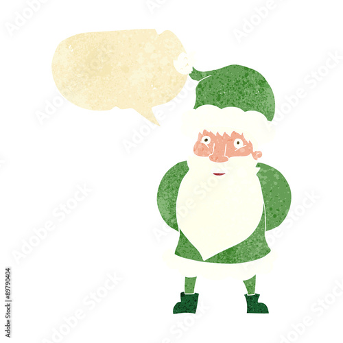 cartoon santa claus with speech bubble