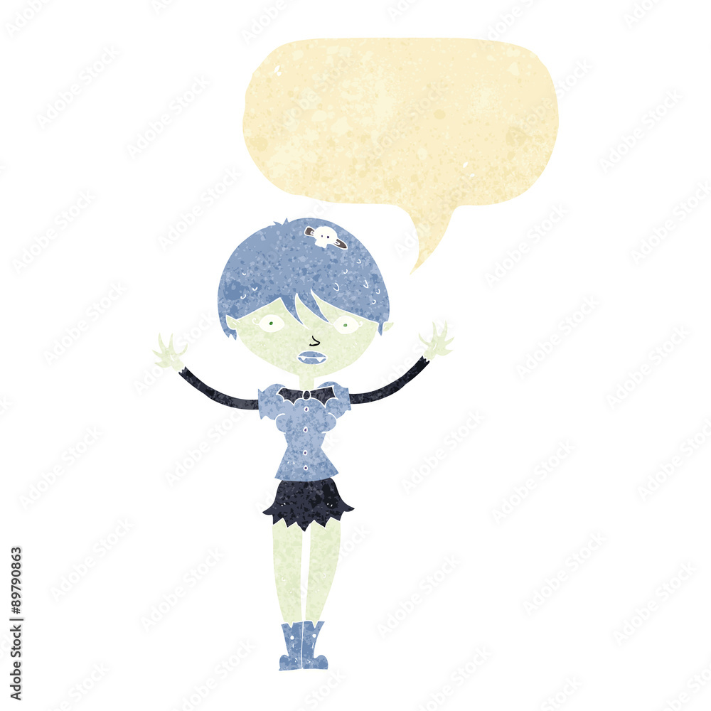 cartoon vampire girl with speech bubble cartoon vampire girl with speech bubble
