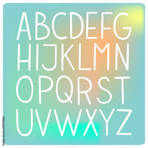 White flat hand drawn vector full alphabet.