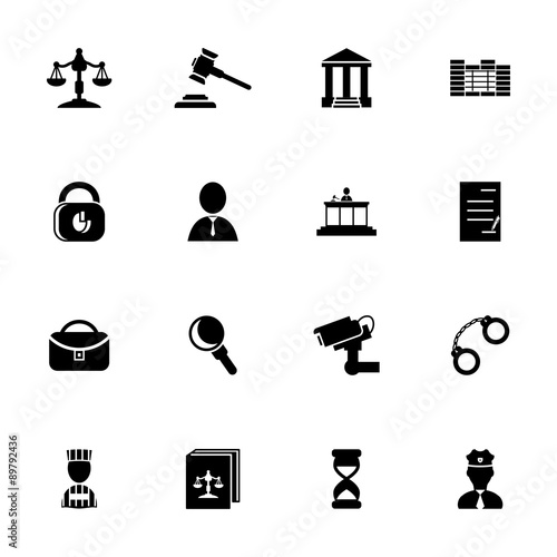 Vector black justice Icons set on white background