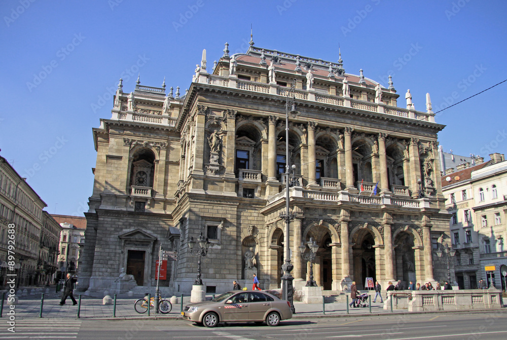 Hungarian State Opera House on Andrassi street, Budapest, Hungary, February 2012