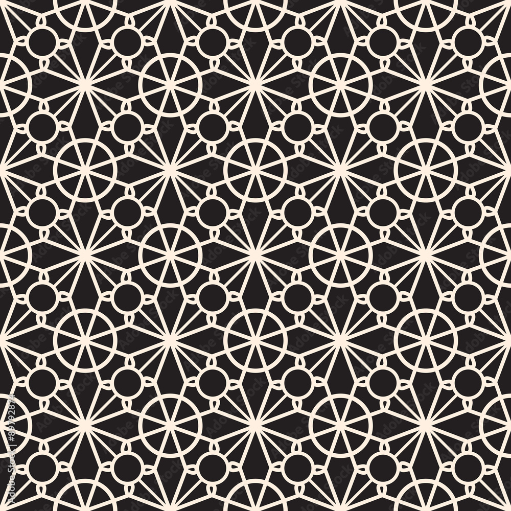 Lace ornament, black and white seamless pattern