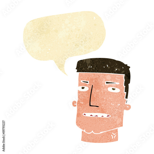 cartoon male head with speech bubble