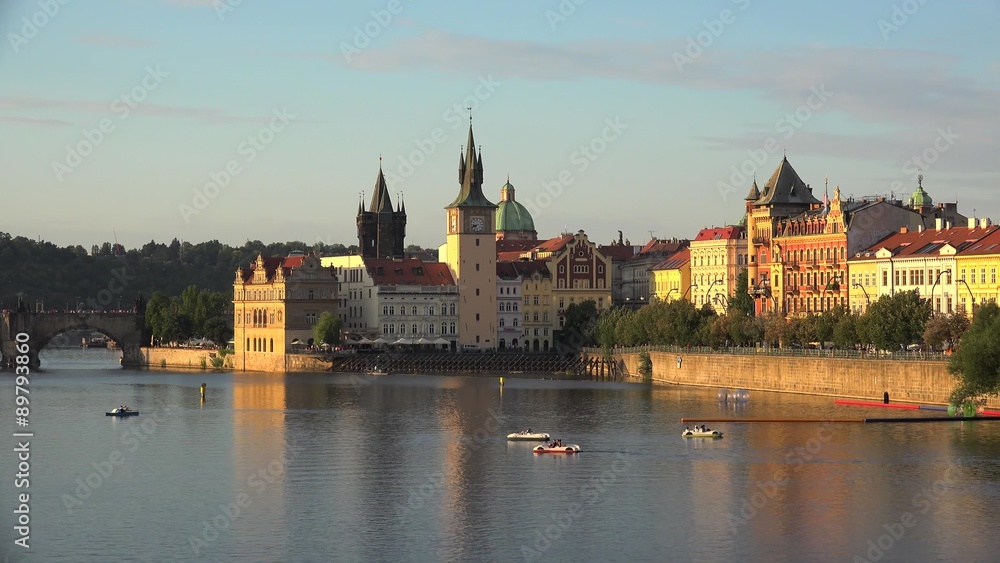 Stare Mesto with the Smetana embankment & Charles Bridge from the Legion bridge. Prague, Stare Mesto with the Smetana embankment & Charles Bridge from the Legion bridge. Prague,