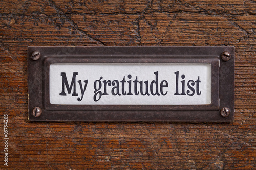 Картината върху платно My gratitude list - file cabinet label