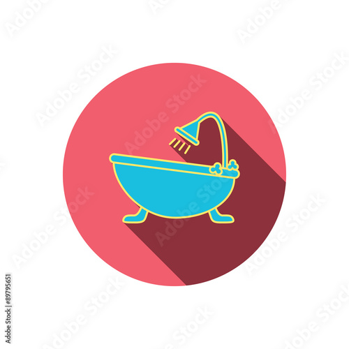 Bathroom icon. Bath with shower sign.