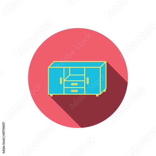 Chest of drawers icon. Interior commode sign.
