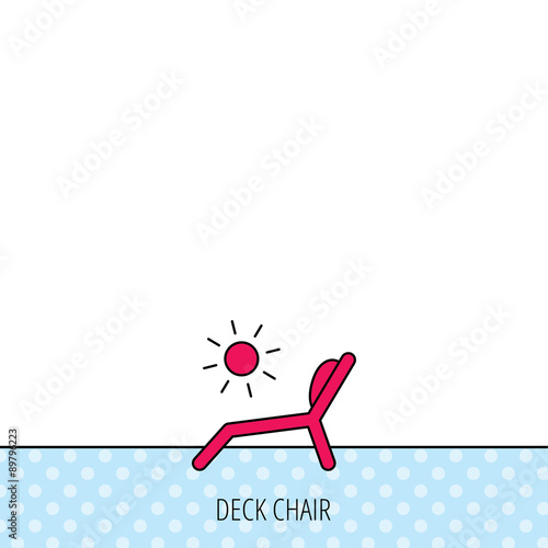 Deck chair icon. Beach chaise longue sign.