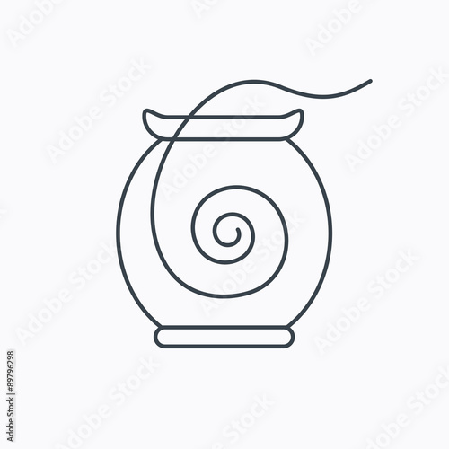 Dental floss icon. Teeth cleaning sign.