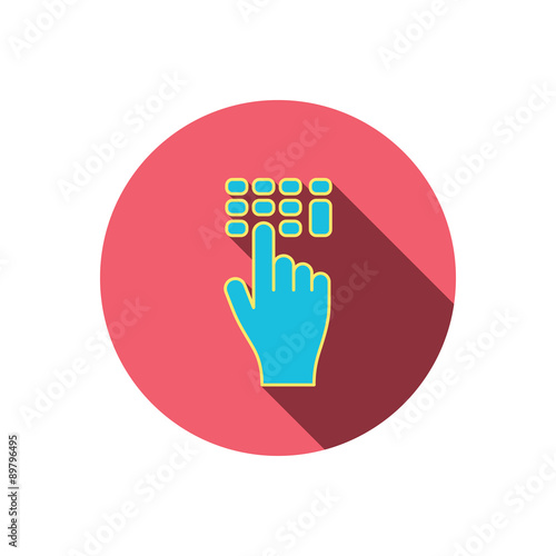 Enter pin code icon. Click hand pointer sign.