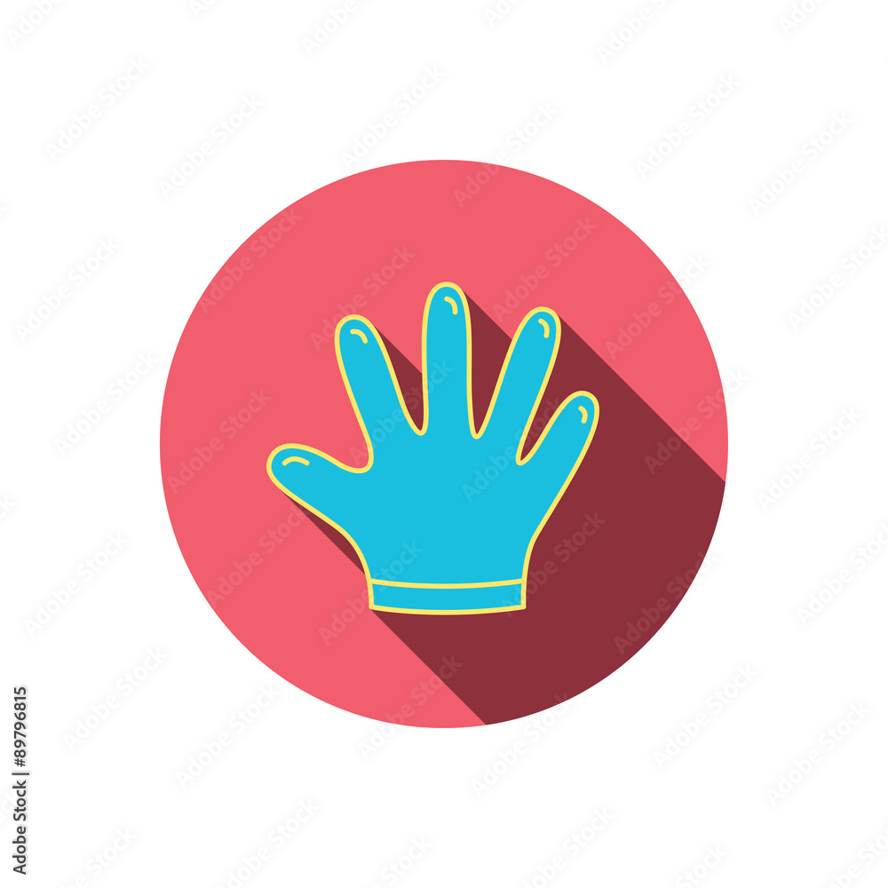 Rubber gloves icon. Latex hand protection sign. Rubber gloves icon. Latex hand protection sign.