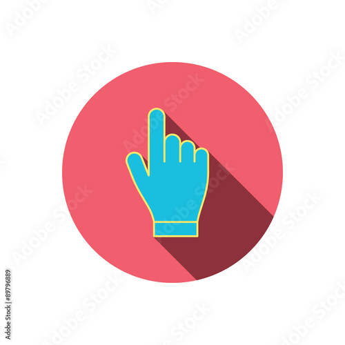 Click hand icon. Press or push pointer sign.