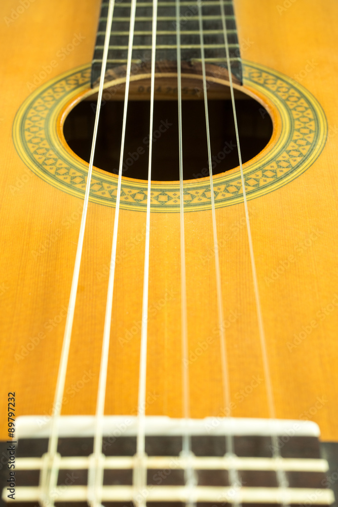 Close-up of classical guitar strings 5 Close-up of classical guitar strings 5