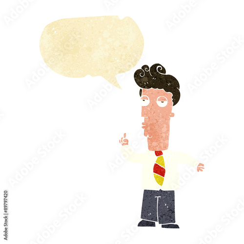 cartoon bored man asking question with speech bubble