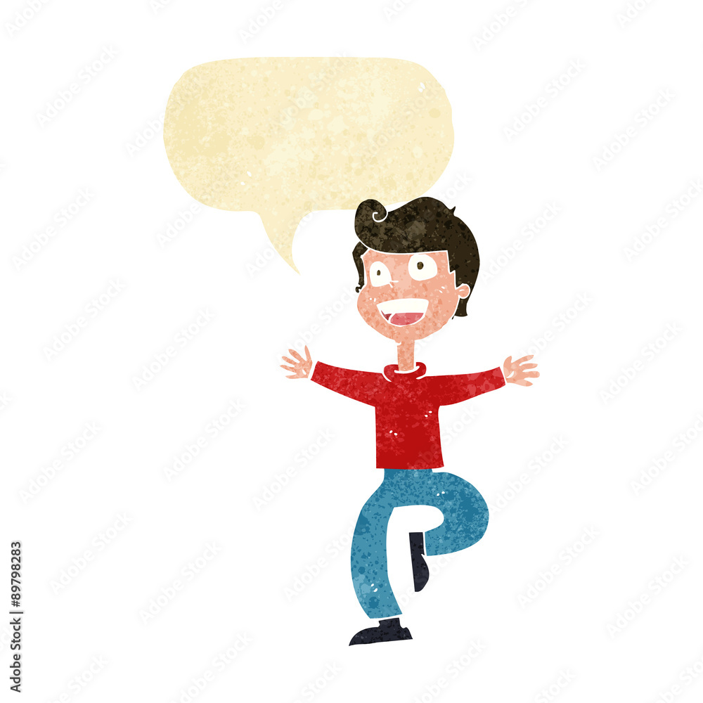 cartoon excited boy with speech bubble cartoon excited boy with speech bubble