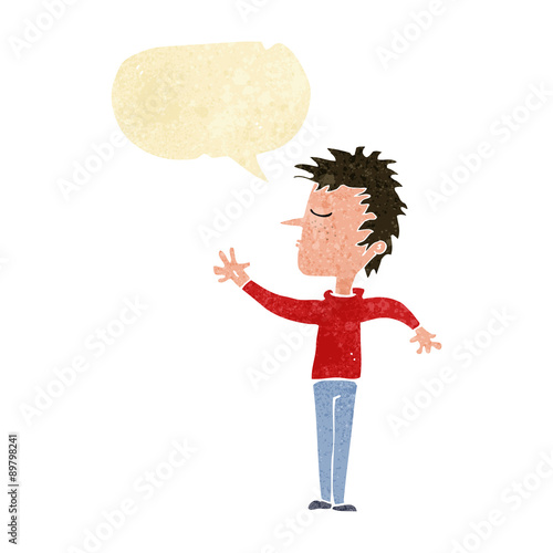 cartoon dismissive man with speech bubble