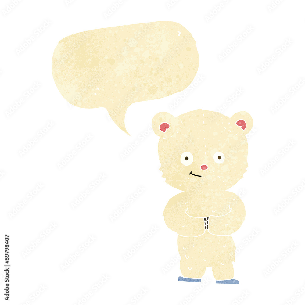 cartoon teddy polar bear cub with speech bubble cartoon teddy polar bear cub with speech bubble