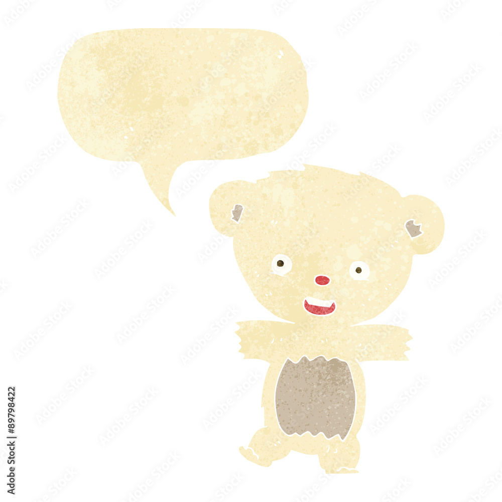 cartoon teddy polar bear cub with speech bubble cartoon teddy polar bear cub with speech bubble