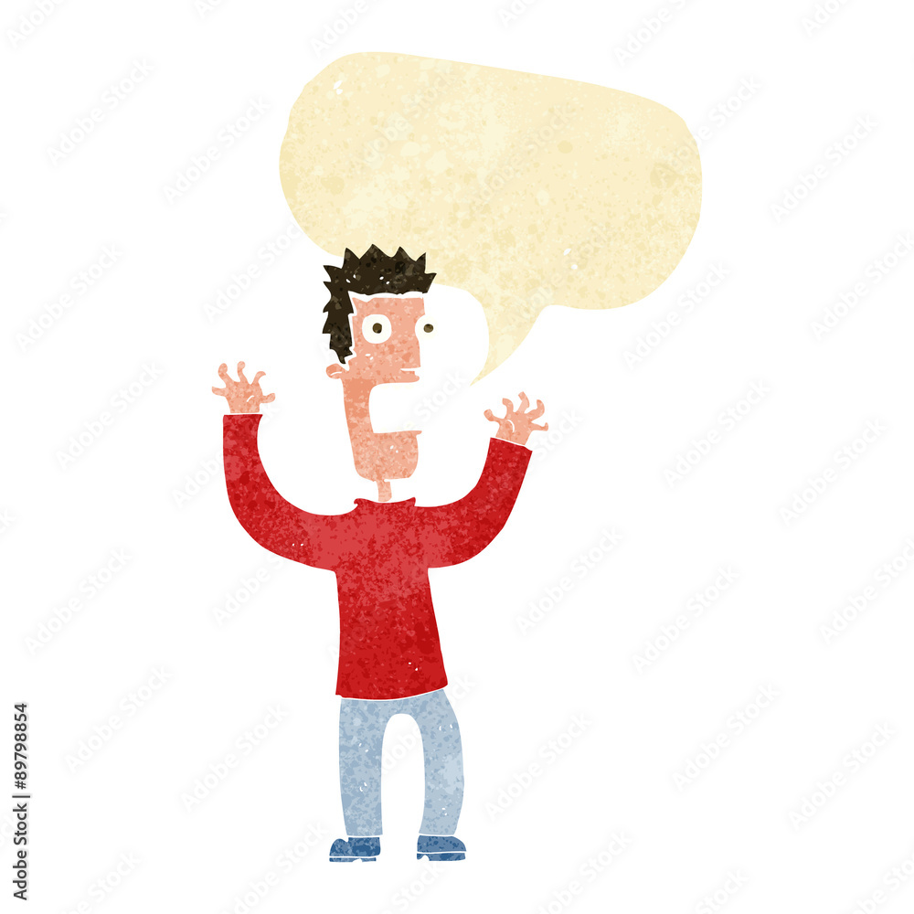 cartoon terrified man with speech bubble cartoon terrified man with speech bubble