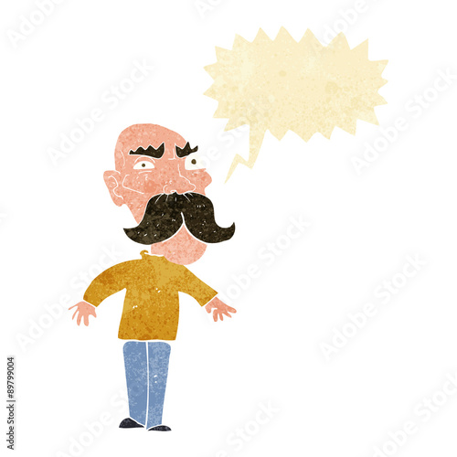 cartoon angry old man with speech bubble