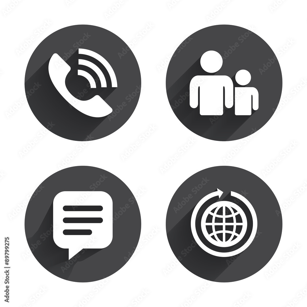 Group of people and phone call. Speech bubble. Group of people and phone call. Speech bubble.