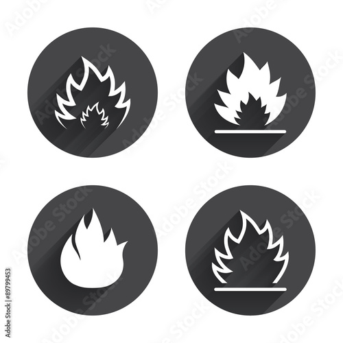 Fire flame icons. Heat signs.