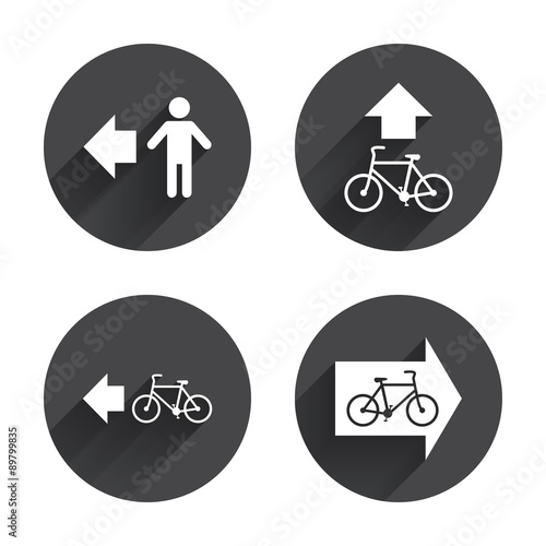 Pedestrian road icon. Bicycle path trail sign.
