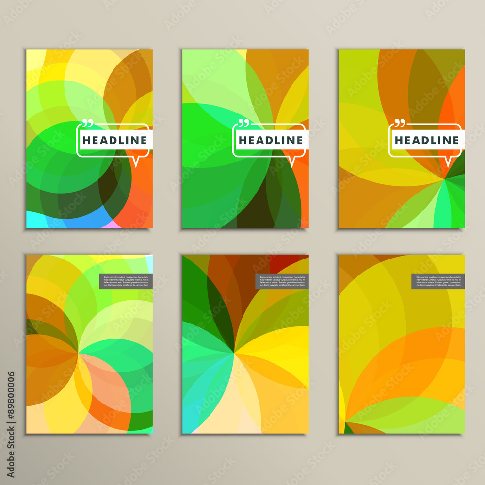 Set of 6 covers with abstract patterns