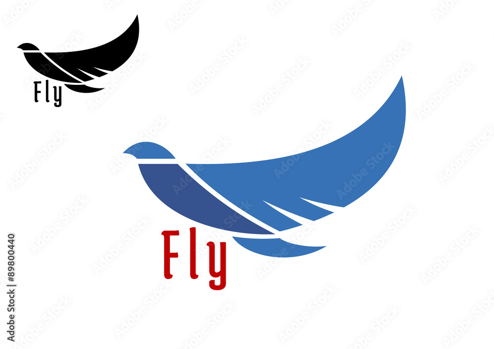 Obraz premium Silhouette of flying blue bird