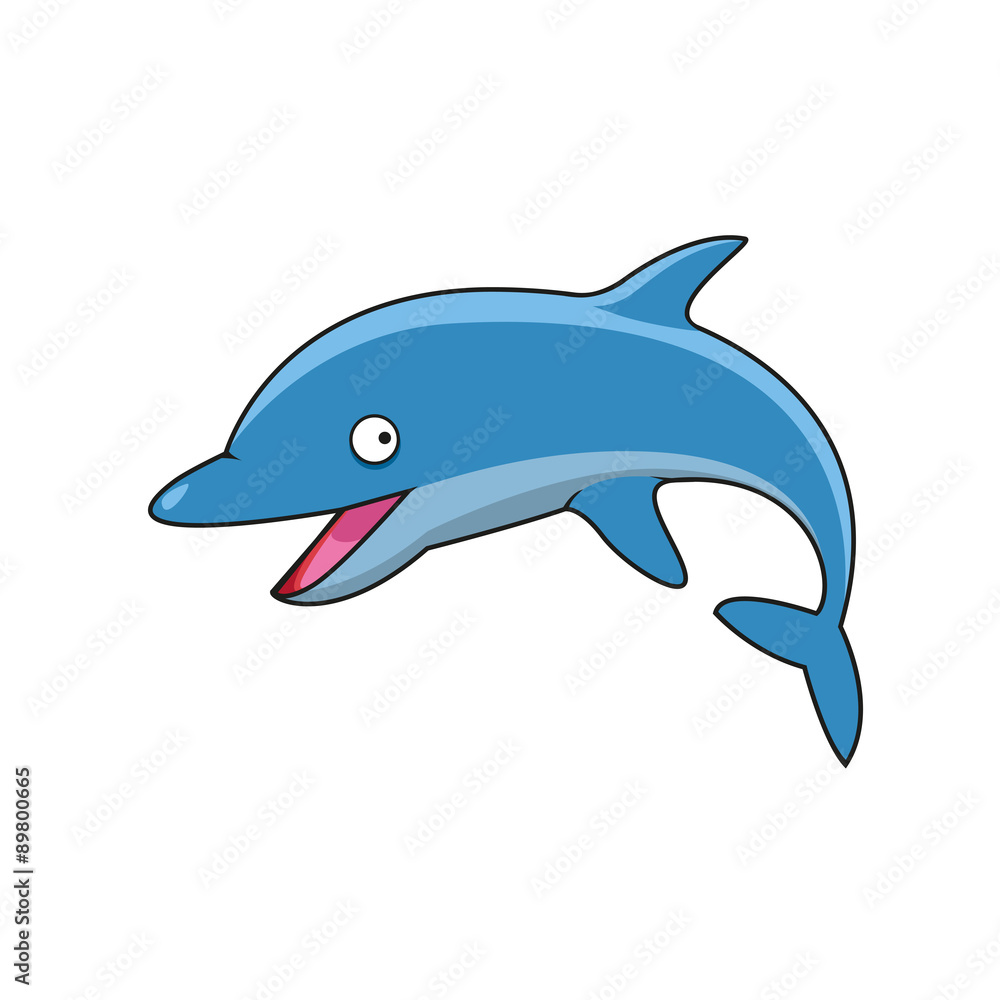 Fototapeta premium Jumping bottlenose dolphin cartoon character