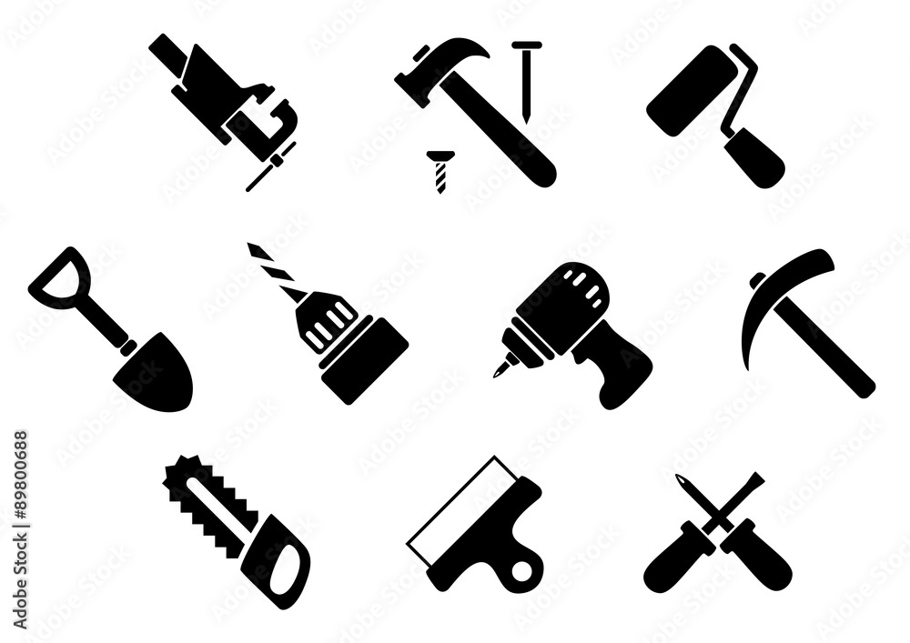 Hand tools and instruments icons Hand tools and instruments icons