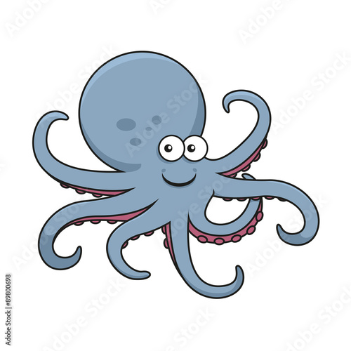 Blue octopus with curved tentacles